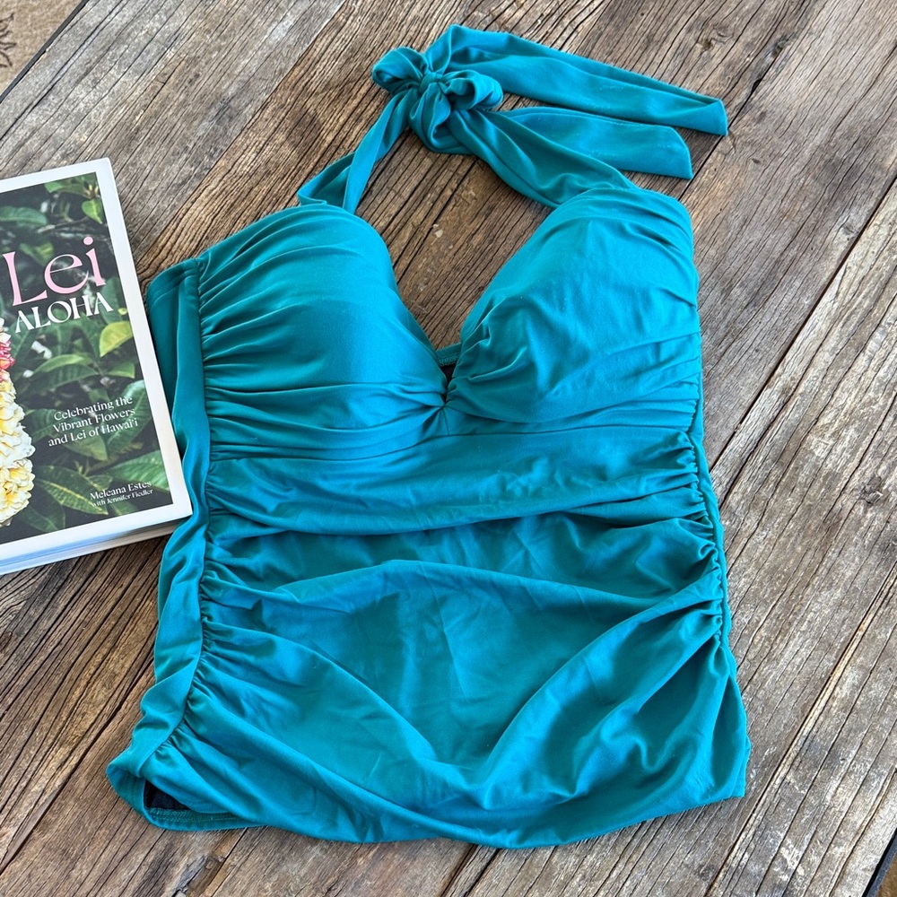 MagicSuit Teal Halter Tankini Top 12DD